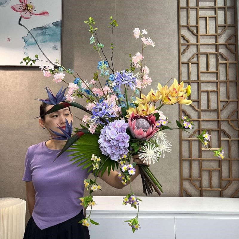 诧寂风仿真花束客栈软装假花摆设民宿复古风帝王插花套装高端花艺