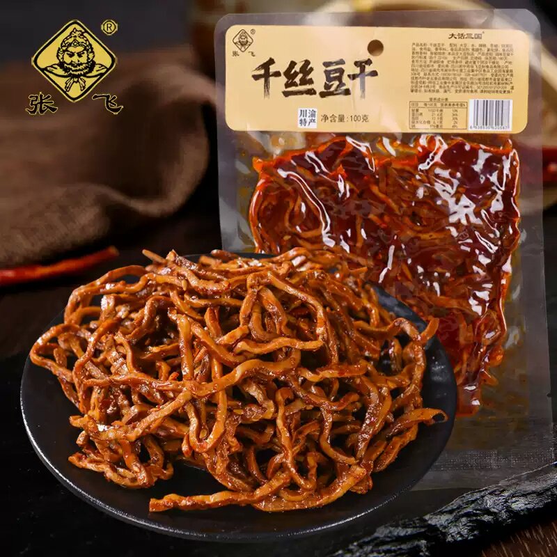 张飞豆干千丝豆干香辣味100g袋装四川特产休闲零食小吃解馋下酒菜
