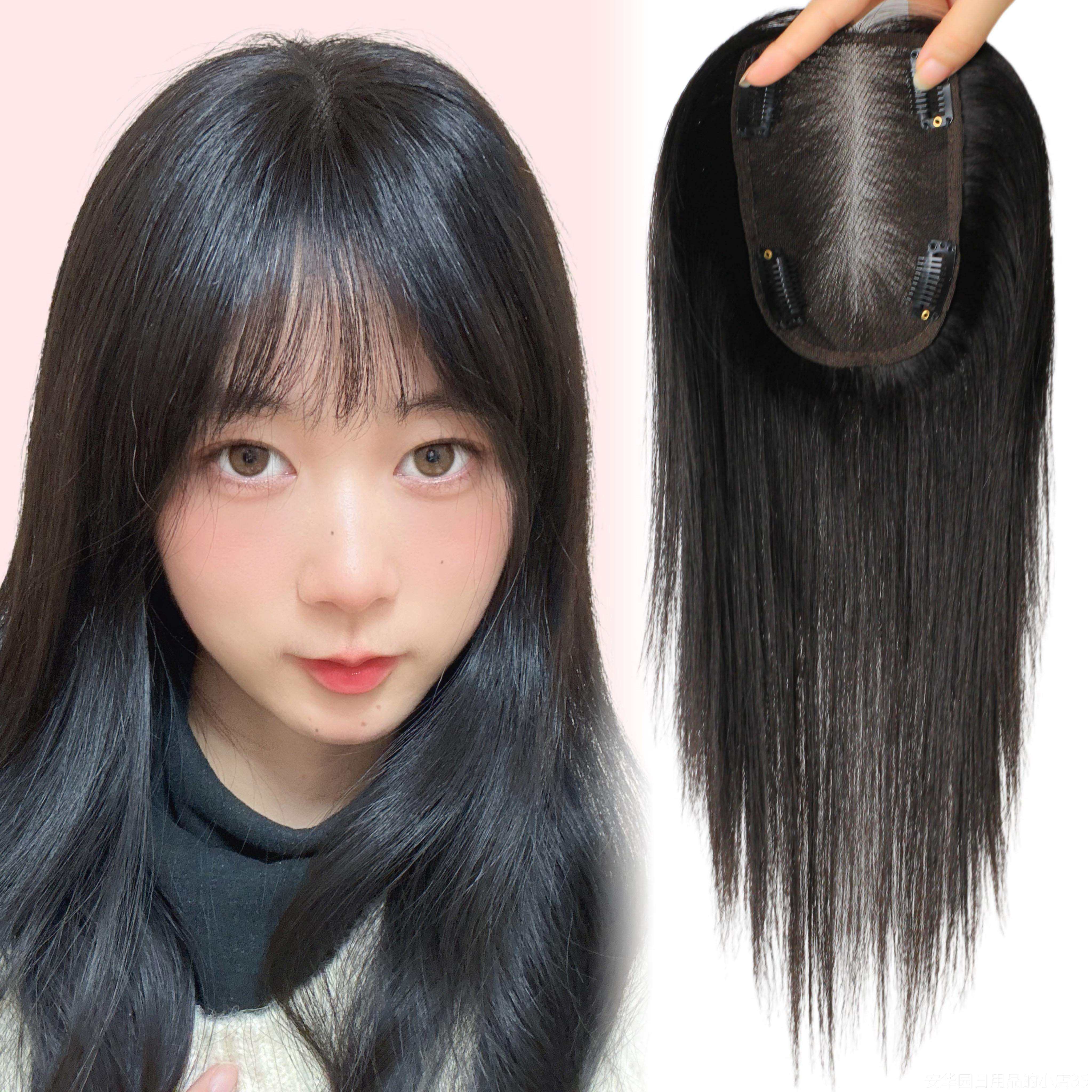 高档甜甜蝶形全手织质顺发假发片优女真人发头顶补发蓬片增松发量,美发护发/假发,刘海片,淘宝优惠券,粉丝福利购,淘宝优惠卷