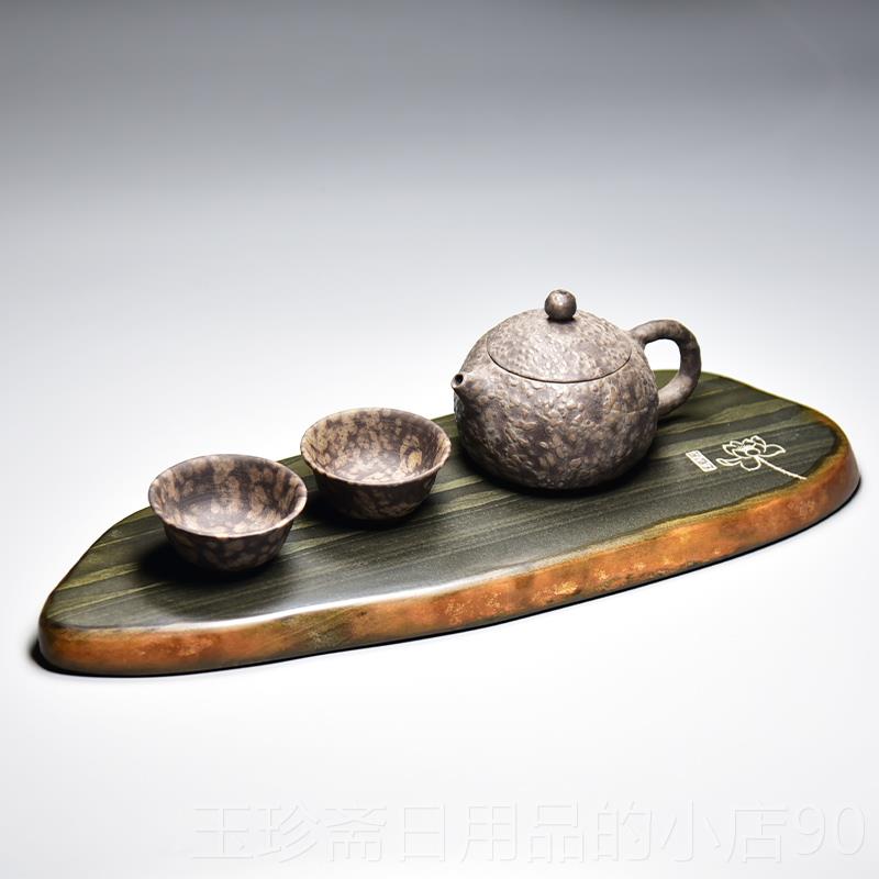 正品高档台老坑精品文房四纸墨笔砚套装喝茶品茶专用天然原宝石金