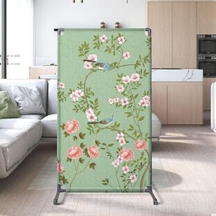正品新中移屏花风隔式断客厅卧室手绘鸟办公家用遮挡轻便动简约组