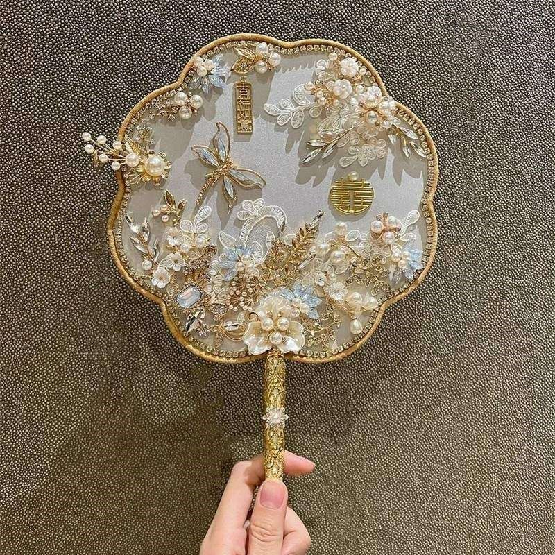 新娘结婚团扇浅蓝冰蓝色手工中式婚礼古风手捧花diy喜扇材料包,居家日用,扇子,淘宝优惠券,粉丝福利购,淘宝优惠卷