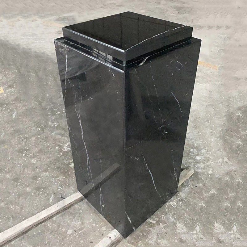 天然黑白根大理石摆件底座别墅装饰摆件底座落地玄关双层大理石柱