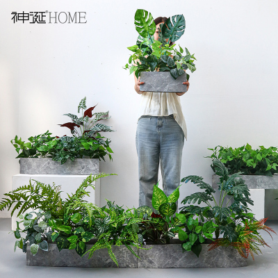 仿生绿植花排造景假花仿真花摆设商场餐厅场景布置微景观落地摆件