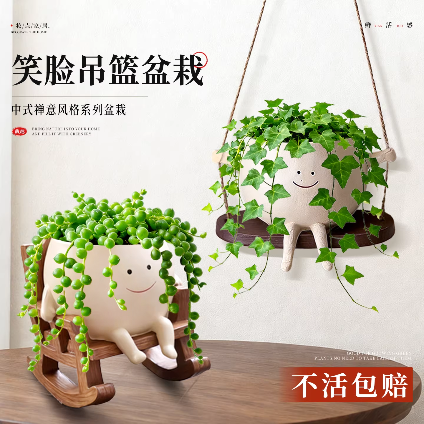 笑脸秋千吊篮悬挂植物盆栽情绪多肉绿植花卉小盆景办公桌室内装饰,鲜花速递/花卉仿真/绿植园艺,绿植,淘宝优惠券,粉丝福利购,淘宝优惠卷