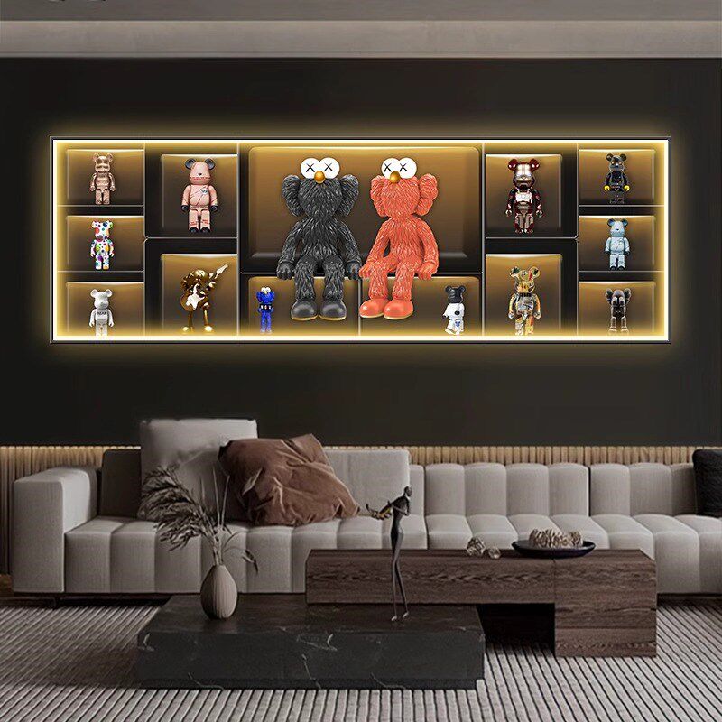暴力熊灯光画客厅横幅装饰画LED氛围灯沙发背景墙挂画卧室壁灯画
