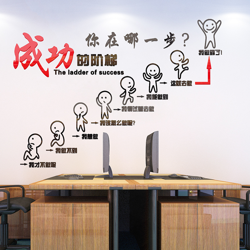 成功的阶梯墙贴3d立体励志文字企业文化背景墙办公室楼梯墙面装饰