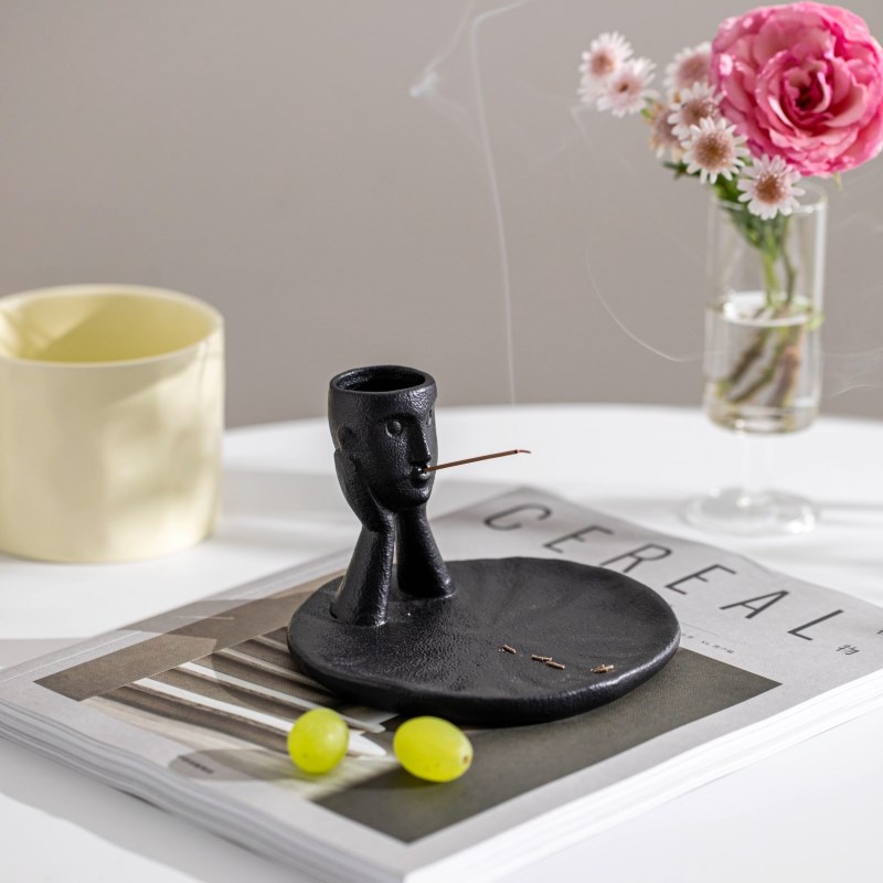 现代艺术陶瓷线香香插香盘茶室客厅办公香座陶瓷干花首饰盘摆件