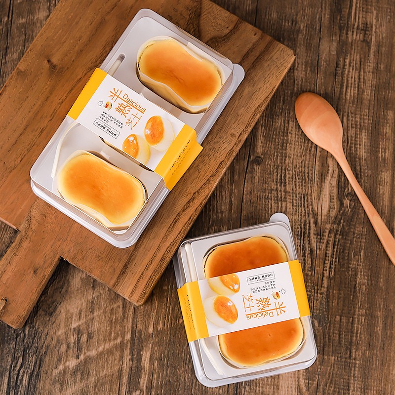 半熟芝士西点包装盒透明2粒3粒装一次性长方形轻乳酪蛋糕打包盒子