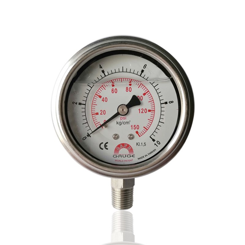 华记耐震充油压力表不锈钢压力表加液抗震压力表YBN63 10KG 1/4PT