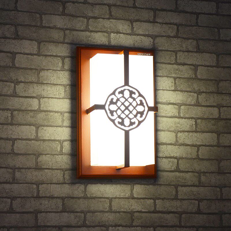 新款中式实木灯具壁灯  现代简约羊皮灯吧台玄关走廊过道灯3519