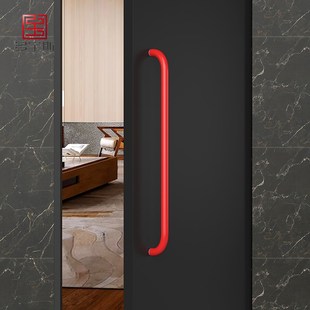 极简红色宴会厅实木门把手包厢办公室加厚不锈钢玻璃门大拉手对装