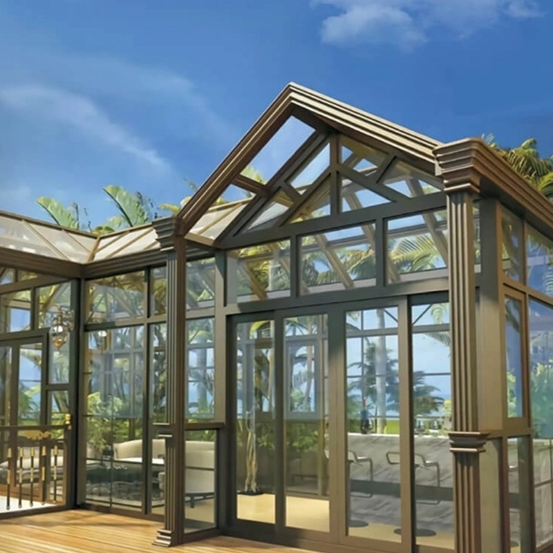 阳光房露台断桥铝结构门窗封阳台别墅玻璃房定制异形夹胶钢化玻璃