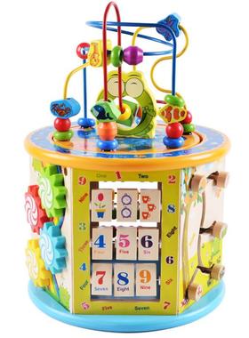 十一个月宝宝益智玩具儿童男孩绕珠百宝箱多功能早教木制百宝箱GB