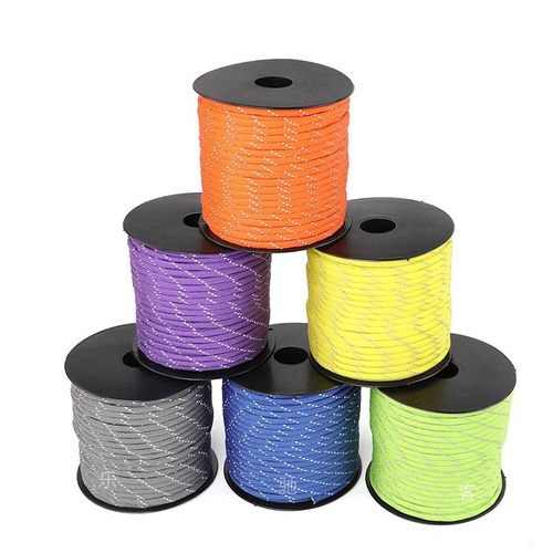 50米 100米七芯反光伞绳夜间发光手环4mm编织线diy鞋带包带帐篷绳