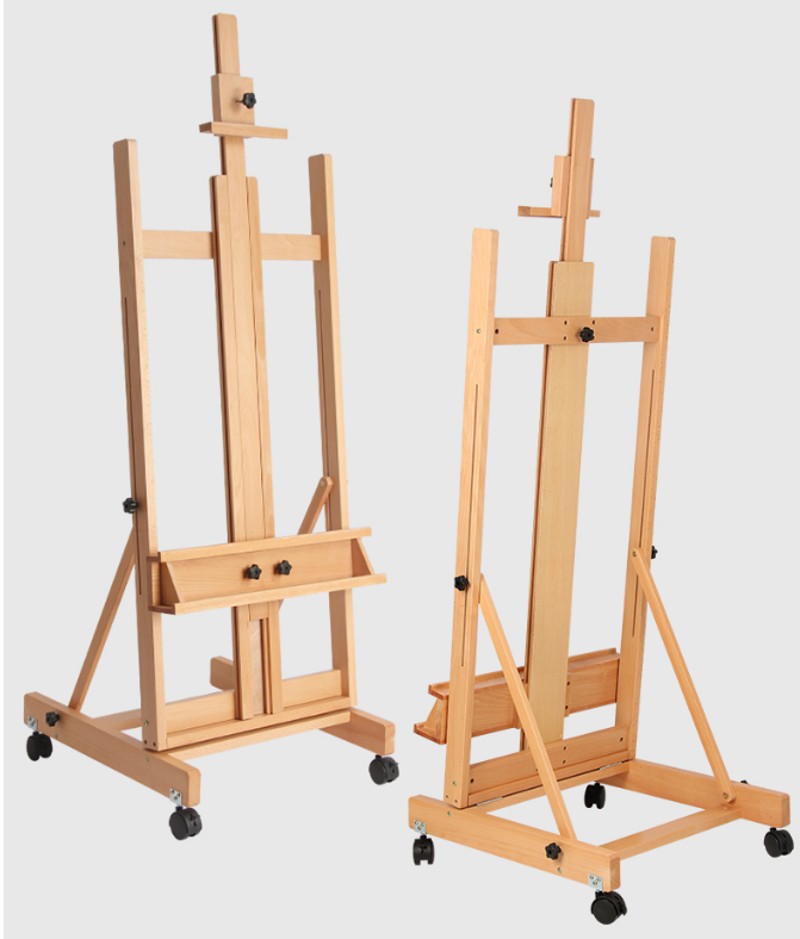 胡桃色落地画架广告楼盘画框展示架地产展架实木油画架高低调节架