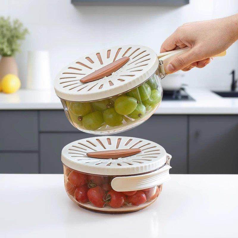 【洗水果太方便了】沥水篮摺叠手柄带盖子蔬菜家用厨房保鲜碗果篮,餐饮具,洗菜盆/沥水篮/漏水筛,淘宝优惠券,粉丝福利购,淘宝优惠卷