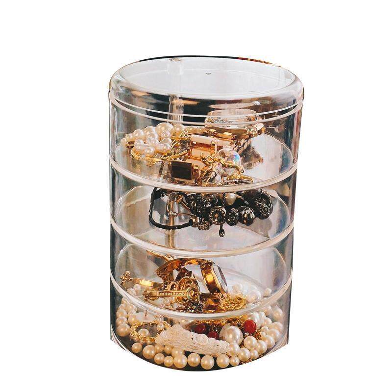 透明旋转多功能首饰盒收拾饰品收纳发圈耳环钉手表项炼儿童收纳架