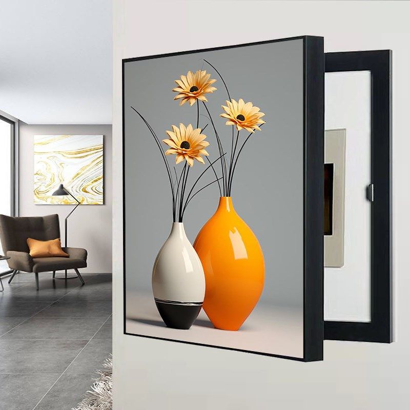 免打孔电表箱装饰画竖款竖版遮挡电闸盒空开箱强弱配电箱花卉挂画,家居饰品,现代装饰画,淘宝优惠券,粉丝福利购,淘宝优惠卷