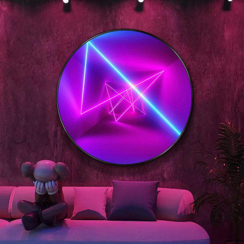 酒吧KTV包厢墙面装饰画科技感立体延伸空间挂画电竞酒店发光灯画