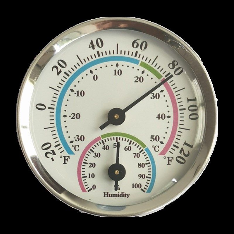 汽车车载温度表家用室内机械免电池直径57mm全铝壳指针式温湿度计