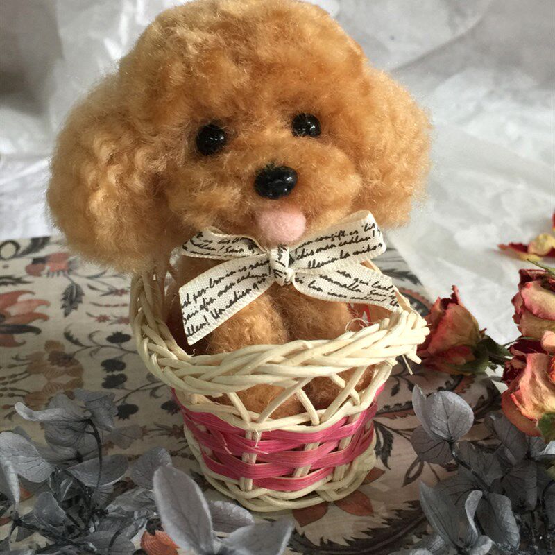 蓬蓬球材料包萌宠泰迪小号全身可爱卷毛手工狗羊毛毡桌摆件非成品