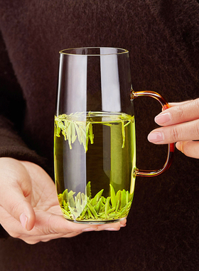 玻璃杯茶杯耐热家用喝水杯泡茶杯男女士办公室猴魁绿茶杯花茶杯子