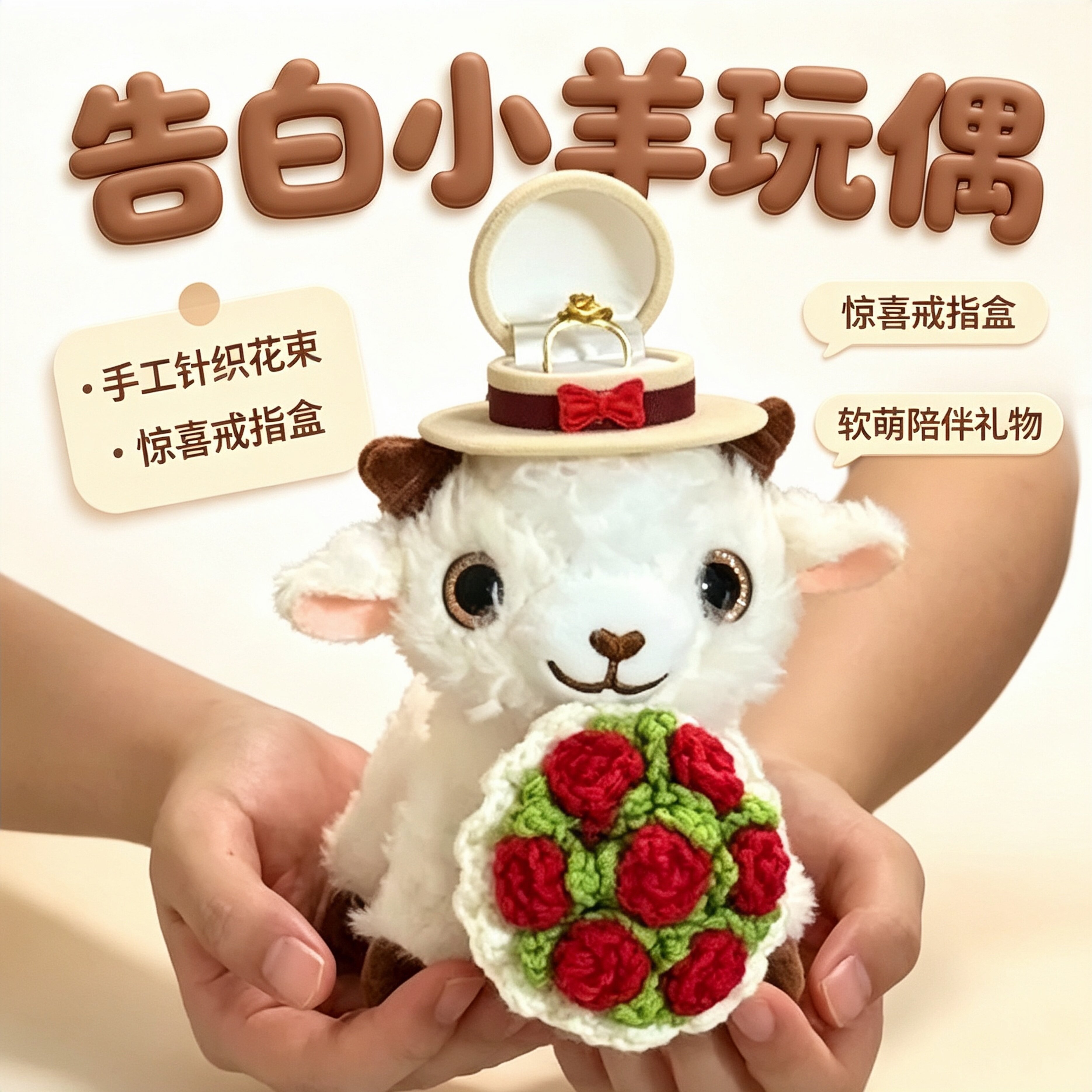 网红大巴扎新疆小羊戒指盒公仔新疆富贵小羊创意礼品生日戒指盒图片