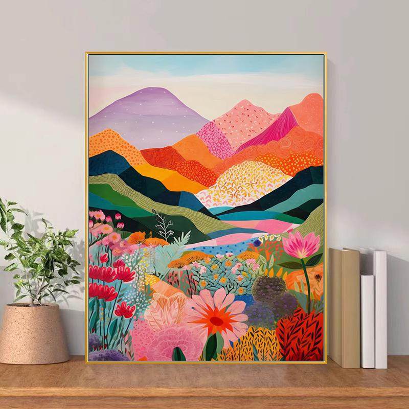 多巴胺彩色高山花客厅装饰画马蒂斯抽象餐厅壁画挂画家居软装改造