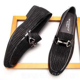 高档新品季乐春福男士手务工真皮英伦商休闲鞋一脚蹬男鞋潮软底皮