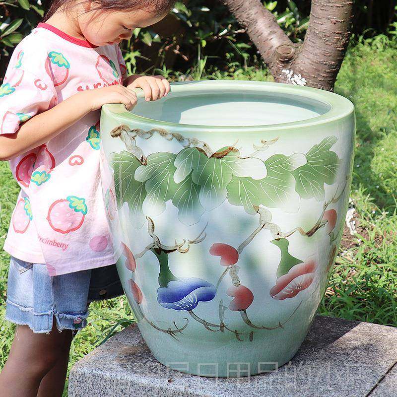 高档景鱼镇陶瓷鱼缸花盆莲莲花鱼缸金睡鱼家用超高中式德花盆树花