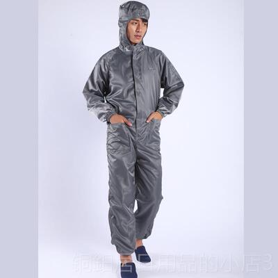 高档防护服无尘服连体口袋防作尘有服全身工服静电衣喷漆藏灰色男
