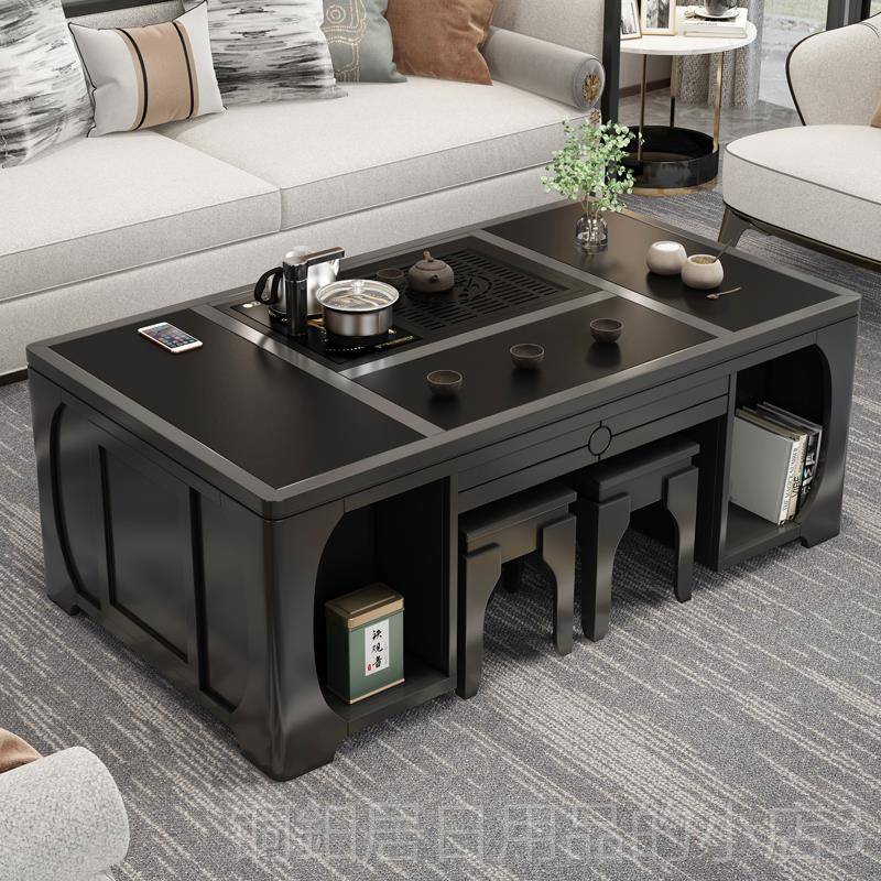 高档升降自功夫茶桌家用客厅能全动办公室泡茶台茶几烧带水壶智一