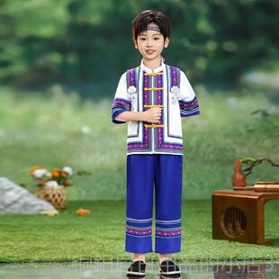 高档新款男女童童服装演少数民族布依服族儿舞蹈长裙出56个民族表