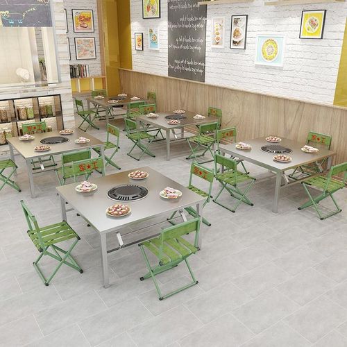 摆摊烙锅自助烧烤桌商用家用折叠式不锈钢摆地摊烤肉桌一体火锅桌