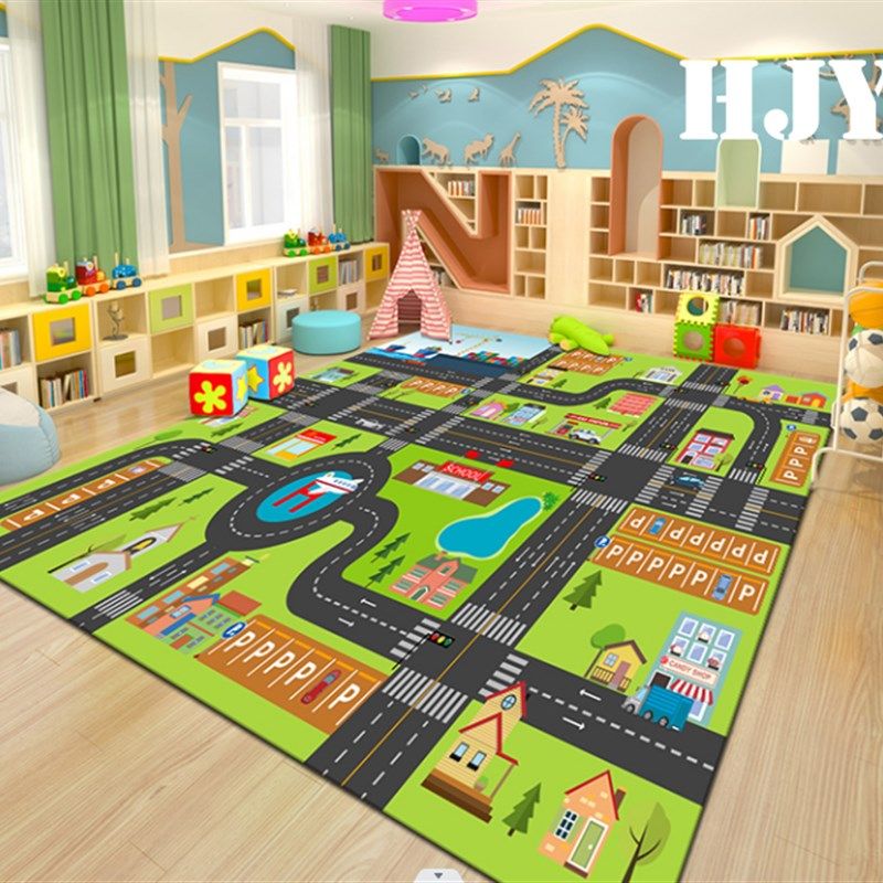 儿童卡通地毯益智幼儿园早教汽车轨道城市公路停车场赛道游戏地垫