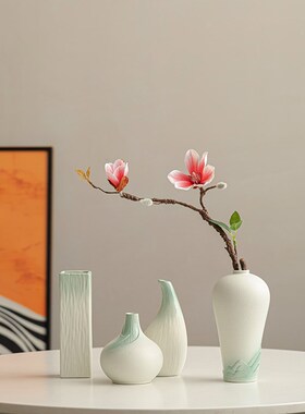 白色花瓶桌面花插家居餐桌摆件水培绿植仿真花假花装饰花器装饰品