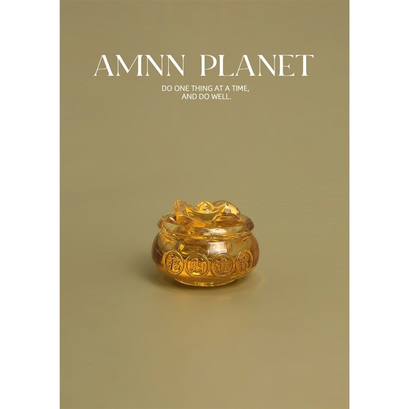 AMNN 黄水晶聚宝盆摆件家具客厅装饰品招财进宝摆设开业乔迁礼品