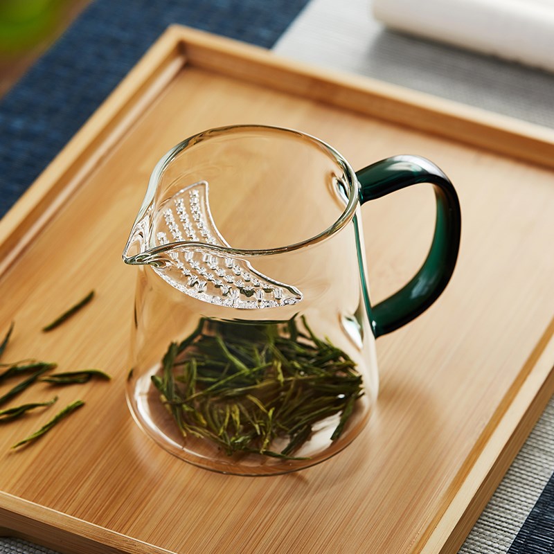 月牙玻璃公道杯加厚耐热单个茶滤一体泡茶功夫茶具茶海分茶器套装