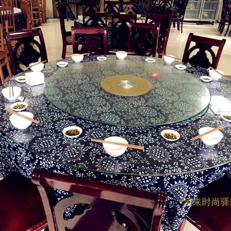 纯手工蓝印花布圆桌布 全棉多规格 民族风餐厅桌布 厚 大小可订做