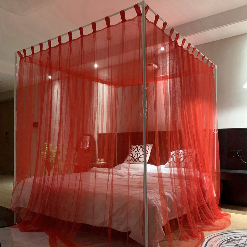 定制大红色婚庆一米宽A类1.35网纱蚊帐家用1.8x2m床加密1.5纹账