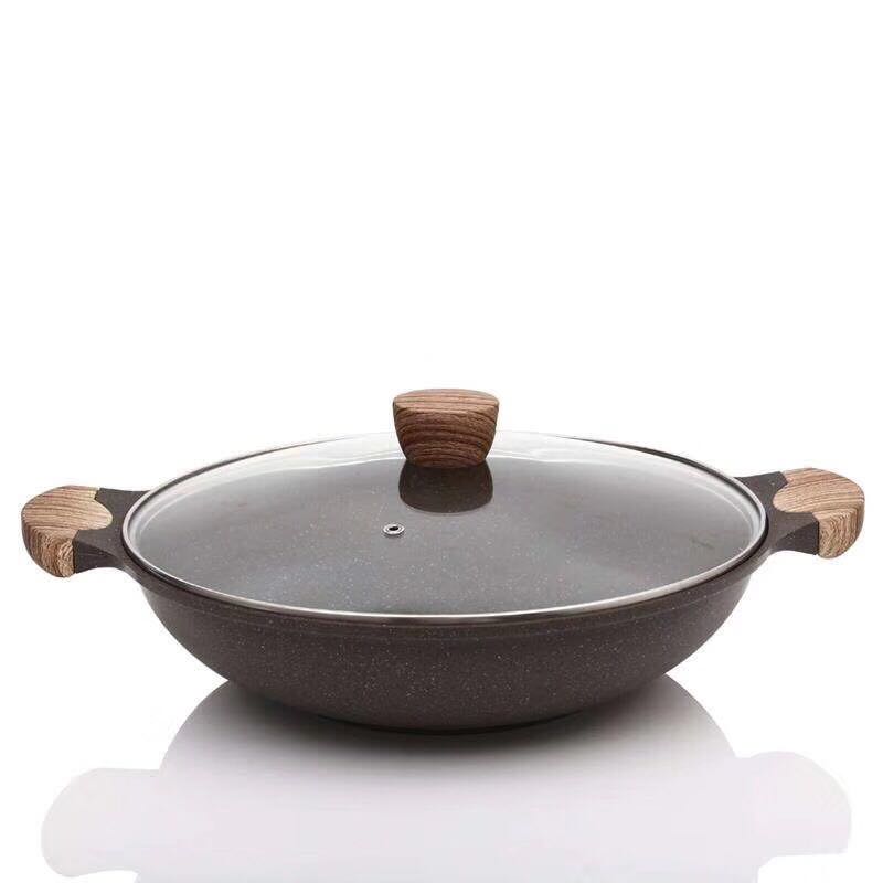 麦饭石不粘浅汤锅鱼头火锅水煮鱼锅焖锅双耳不粘炒锅干锅锅红汤锅