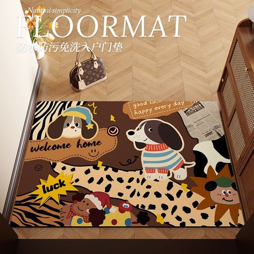 美拉德卡通复古入户门地垫耐脏可擦免洗pvc进门地毯可裁剪门口垫