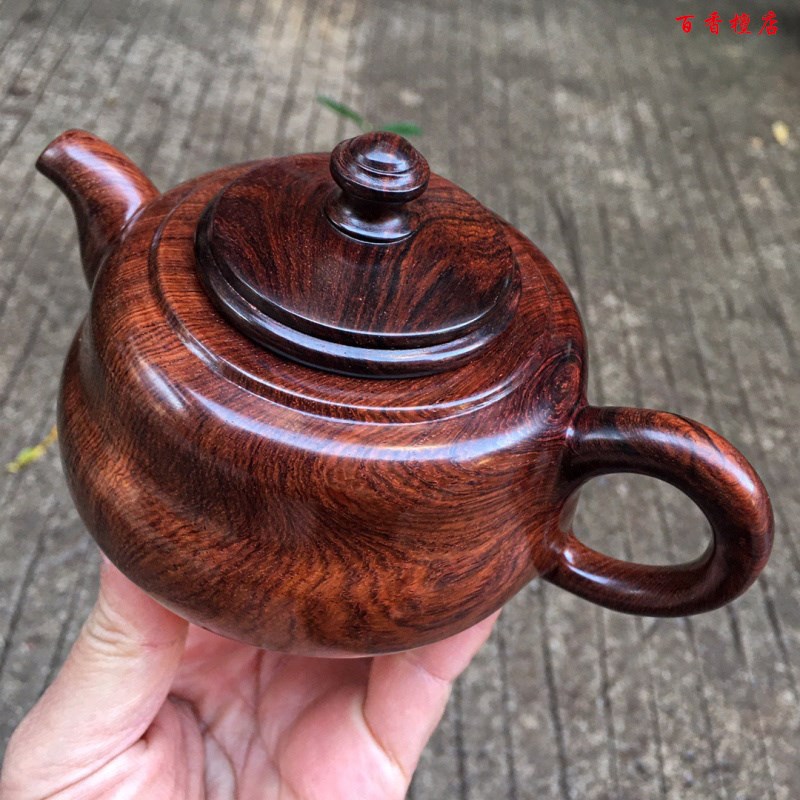 海南黄花梨木雕老料油梨竹节壶把把壶手把玩件文玩茶壶收藏西施壶