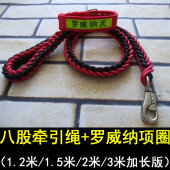 罗威那牵引绳项圈套装 中大型犬宠物狗炼子2米3米加长遛狗绳带建