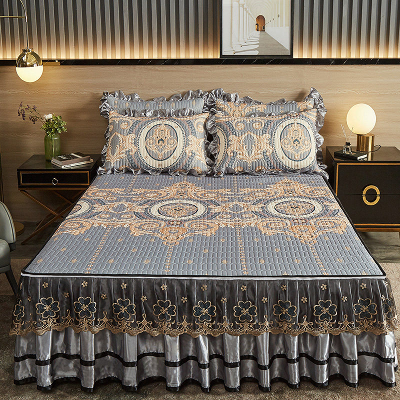 夏季空调冰丝乳胶凉席三件套可拆卸床裙罩凉席套件机洗水洗折叠席,床上用品,乳胶席,淘宝优惠券,粉丝福利购,淘宝优惠卷