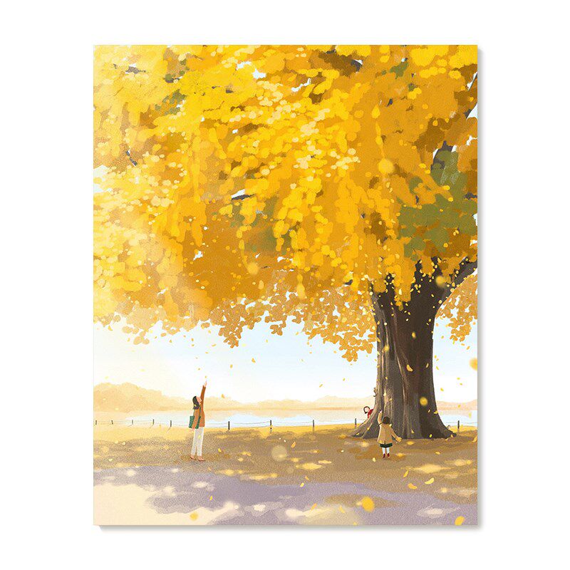 【特惠捡漏】插画师Subin复刻艺术版画治愈亲子秋日风景装饰画芯