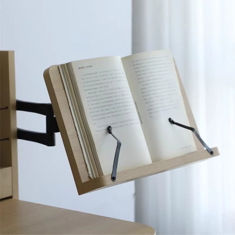 【塞尚】壁挂折叠阅读架墙面可伸缩看书架木质桌面书本支架定制