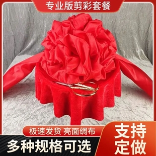 剪彩大红花球新汽车交车结婚绸子大红花小绣球红纱布开业庆典套装