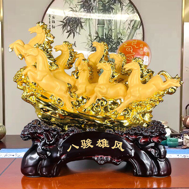 八骏马招财摆件办公室客厅家居电视柜酒柜装饰品生肖马店铺开业礼